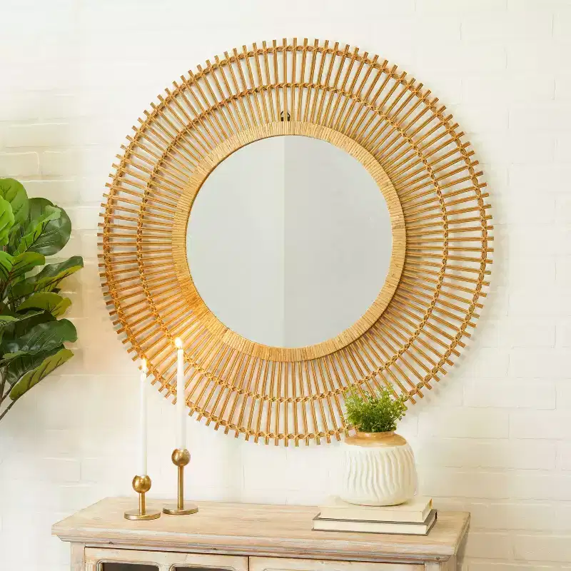 Bamboo Starburst Round Wall Mirror 37