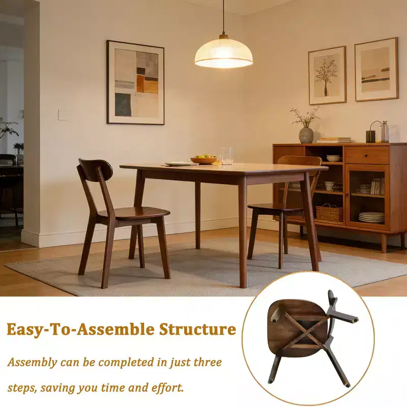 GDFStudio Dalton Mid Century Modern Solid Wood Dining Chairs with Ergonomic Curved Backrest (Set of 2)