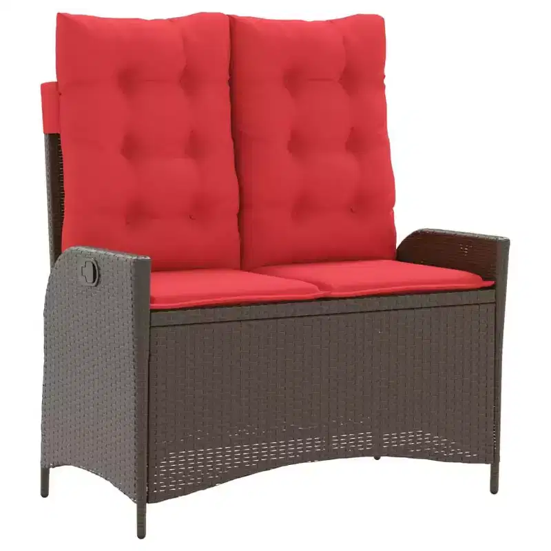 vidaXL Reclining Patio Bench with Cushions Seat Poly Rattan