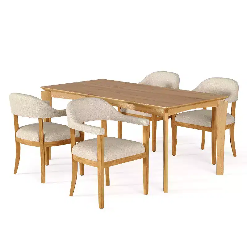 Christopher Knight Home Harrison Mid-Century Modern 5-Piece Wood Dining Set with 4 Upholstered Armchairs