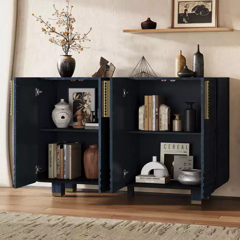 Okak 54in Vintage Sideboard Cabinet, Bufft Cabinet with 4 Doors and 4 Shelves, Storage Cabinet for Living Room, Dining Room, Kitchen