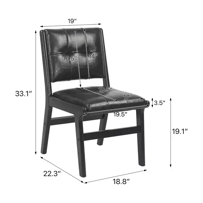 Tufted Faux Leather Upholstered Wood Dining Chairs (Set of 2)