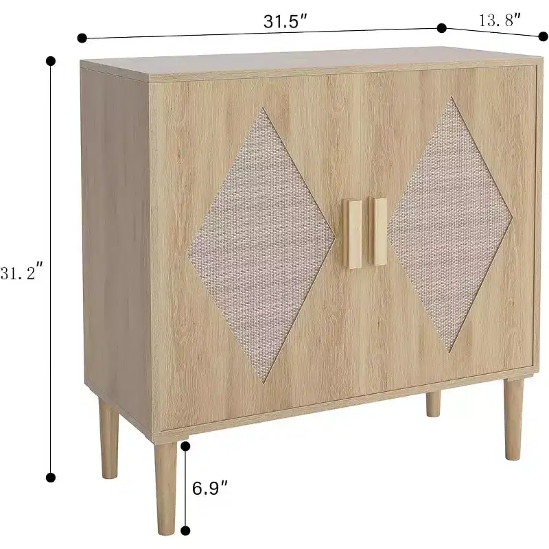 CuisinSmart Buffet Cabinet, Storage Cabinet with 2 Rattan Decorated, Sideboard Cabinets, Accent Cabinets for Living Room, Dining Room, Entryway