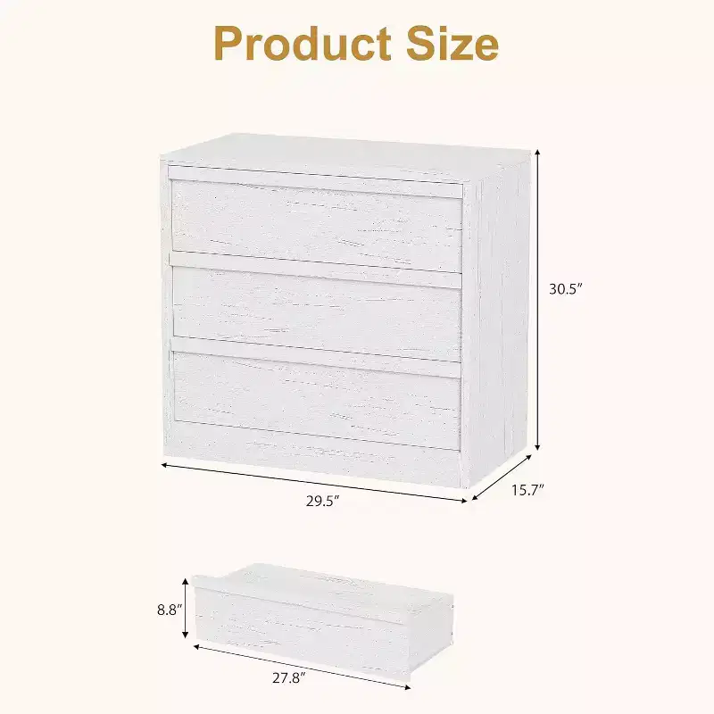 White Drawer Dresser, Modern Small Chest Organizer, Storage Bedside Table for Bedroom, Living Room, Nursery, Entryway