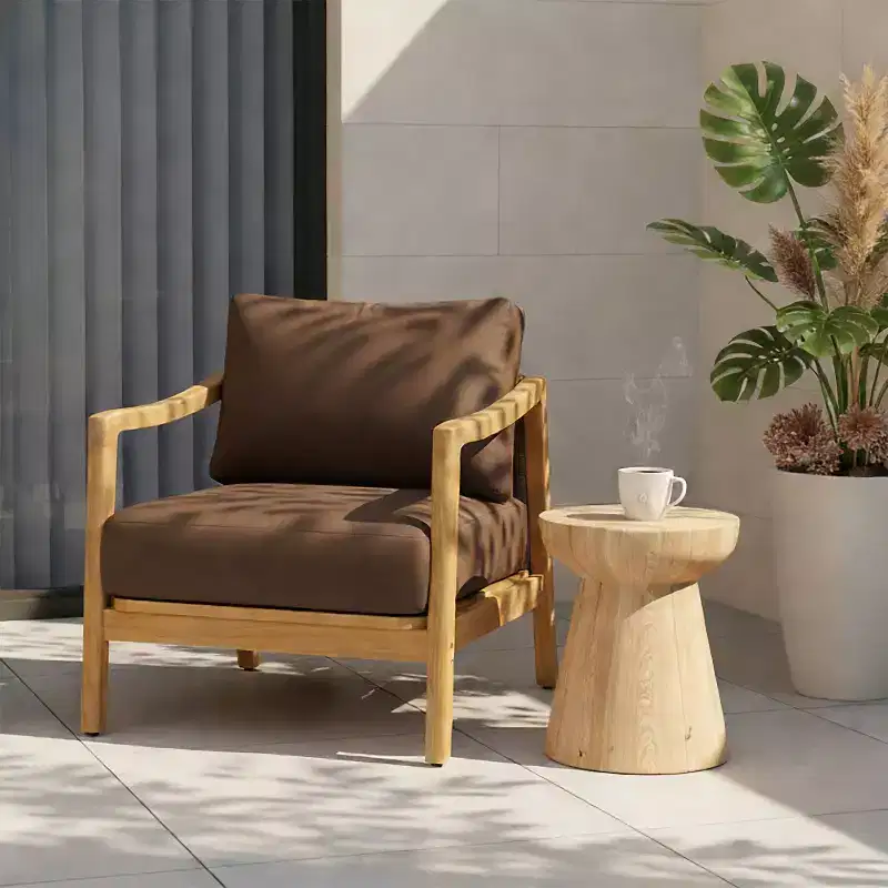 Christopher Knight Home Ritu Modern Acacia Wood Patio Club Chair with Rope Back Detail and Cushion
