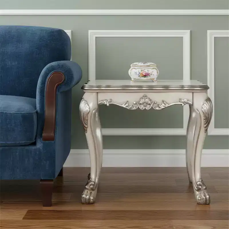 HomeRoots 24 Vintage Bone White Solid Wood And Polyresin Square End Table