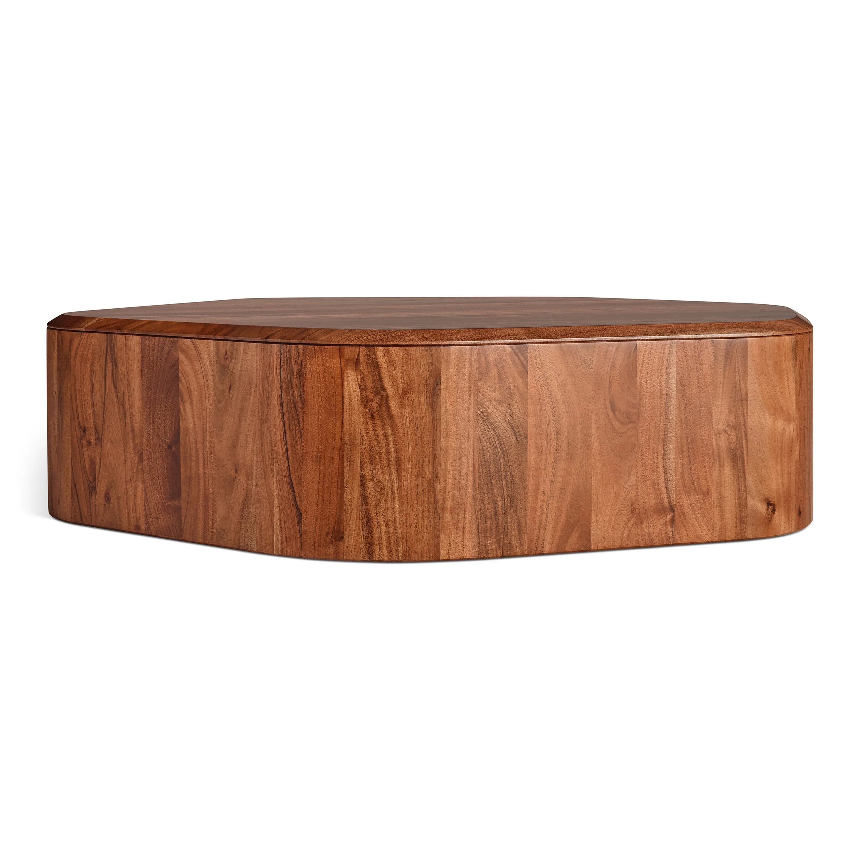 Modern Acacia Solid Wood Coffee Table with Beveled Edge for Living Room