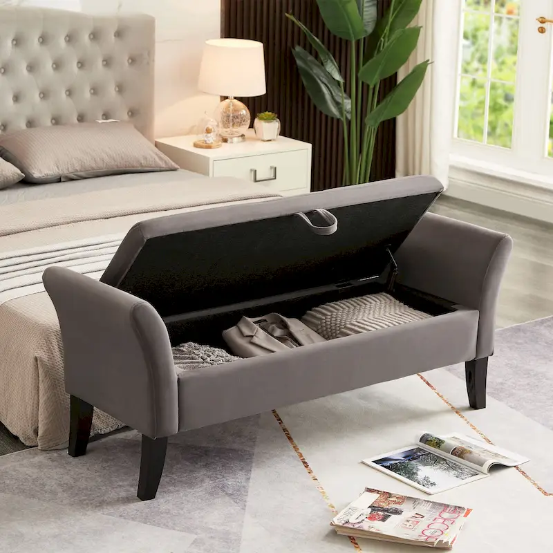 51.5 Velvet Bench with Storage