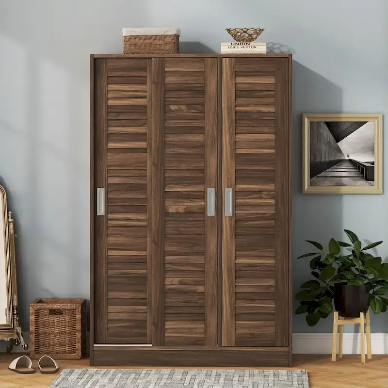 Nestfair 3-Door Shutter Wardrobe with Shelves