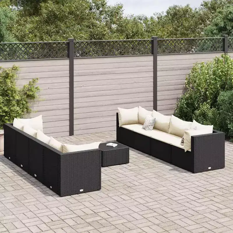 vidaXL Patio Lounge Set Set of 8 Black