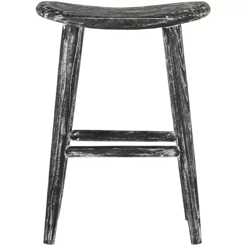 Wood Counter Stool - Black/White Wash/Sungkai Wood