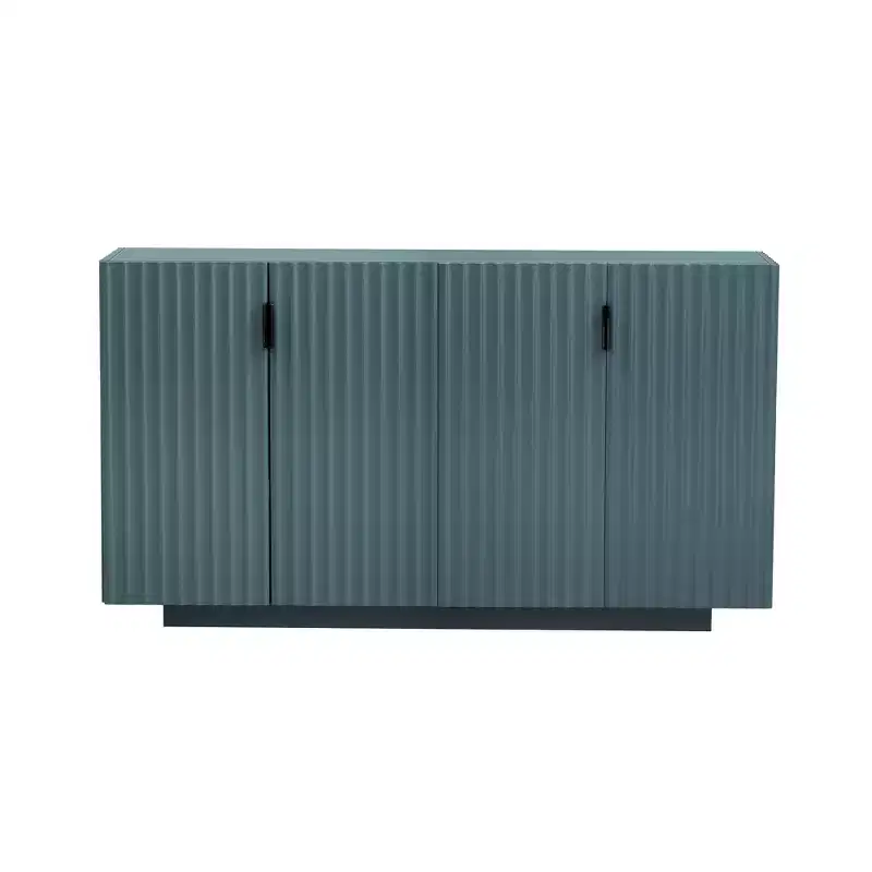4-Door Fluted Credenza with Adjustable Shelves