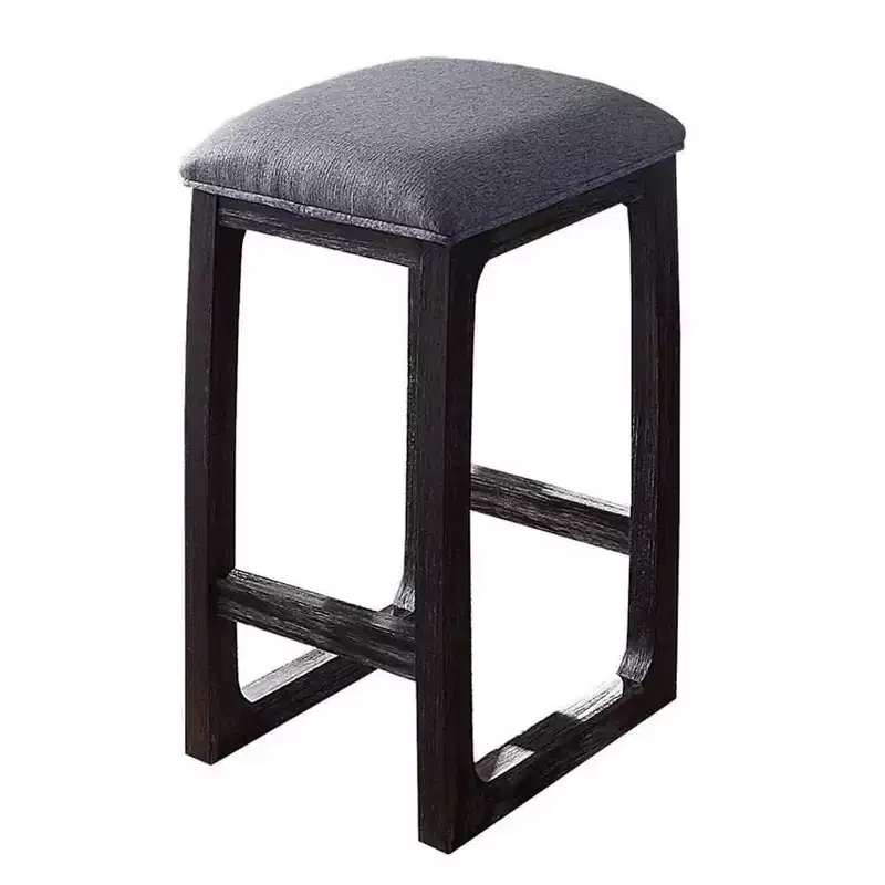 16" Razo Counter Height Barstool Fabric/Weathered Espresso - Acme Furniture: Linen Upholstered, Wood Base
