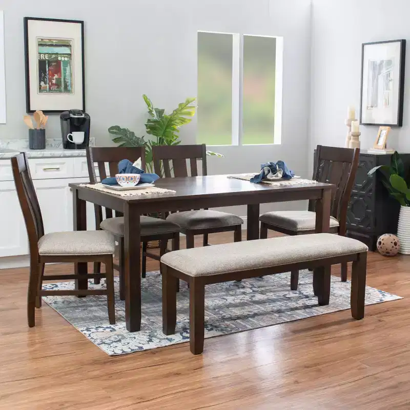Powell 6pc Rectangle Lewis Dining Set Brown