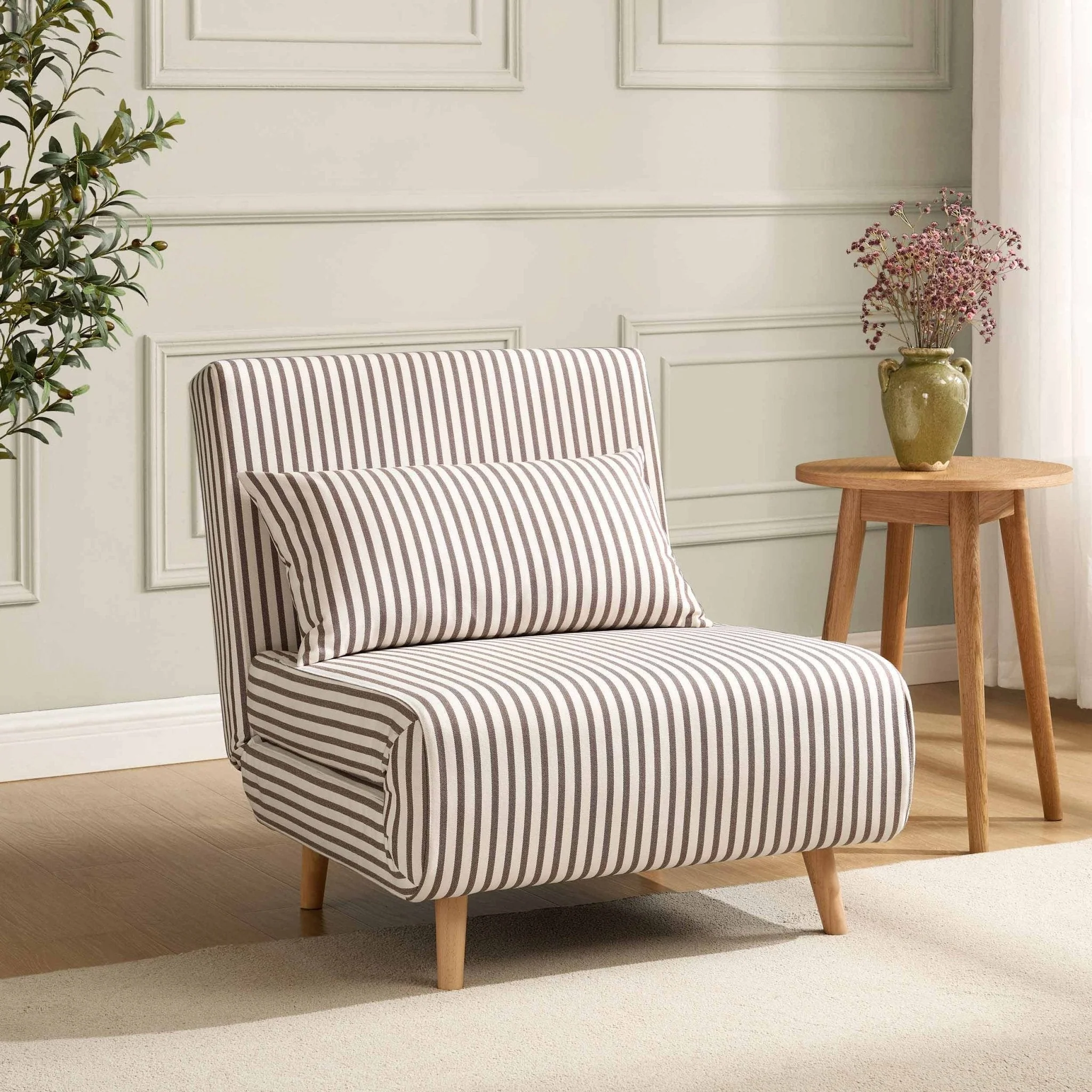 Single Sofa Bed - Chocolate Stripe