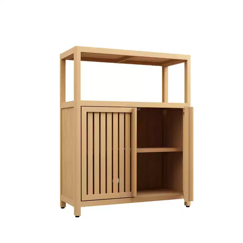 32.08 Tall Bamboo Storage Cabinet with 1 Open Shelves and 2 Doors for Bathroom, Natural 4A - ModernLuxe
