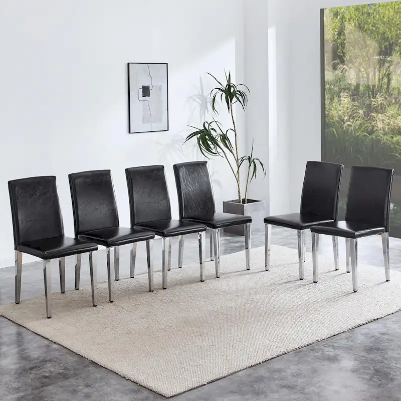 Dining Chairs Set of 4,Modern Kitchen & Dining Room Chairs,Faux Leather Cushion Seat Metal Legs