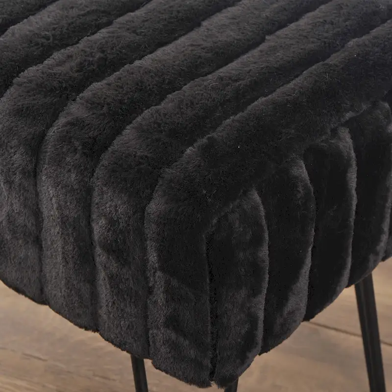 Faux Fur Ottoman Bench, Striped, 1-Person