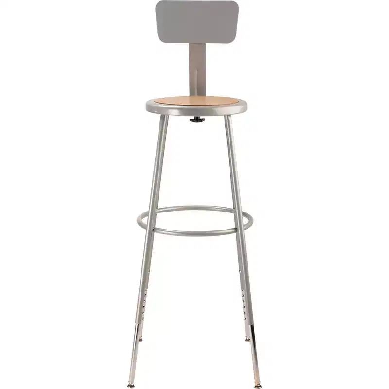 2pk 32"-39" Adjustable Heavy Duty Steel Barstool with Backrest Gray