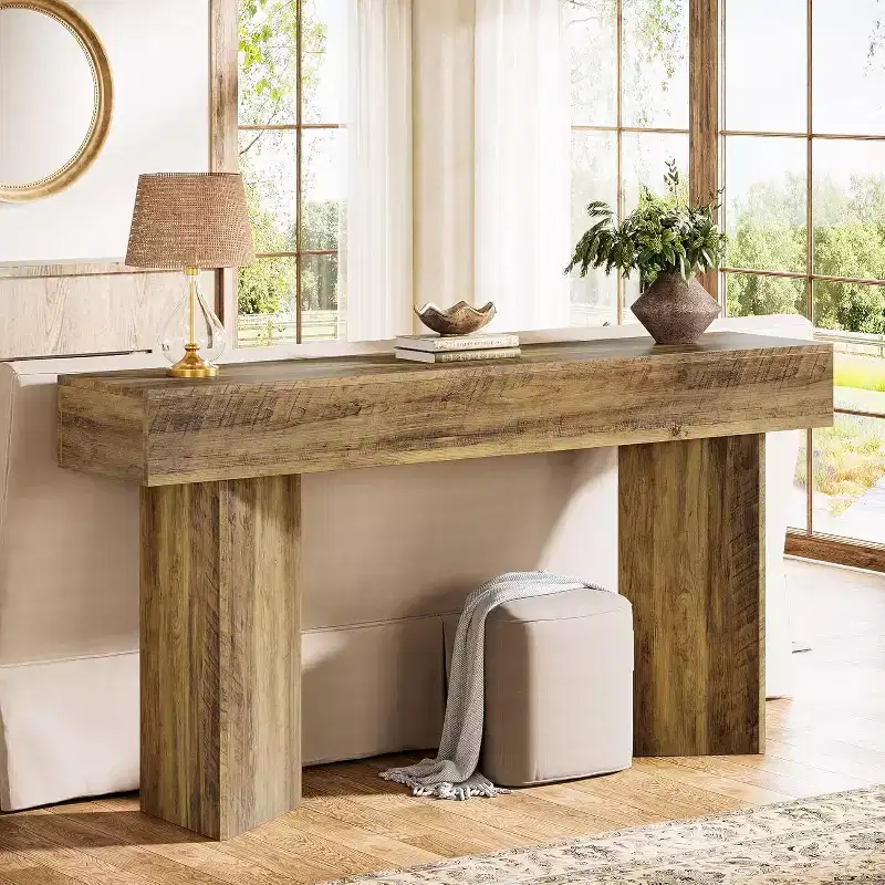 Lantine 63-Inch Farmhouse Console Table, Narrow Long Sofa Table Behind Couch