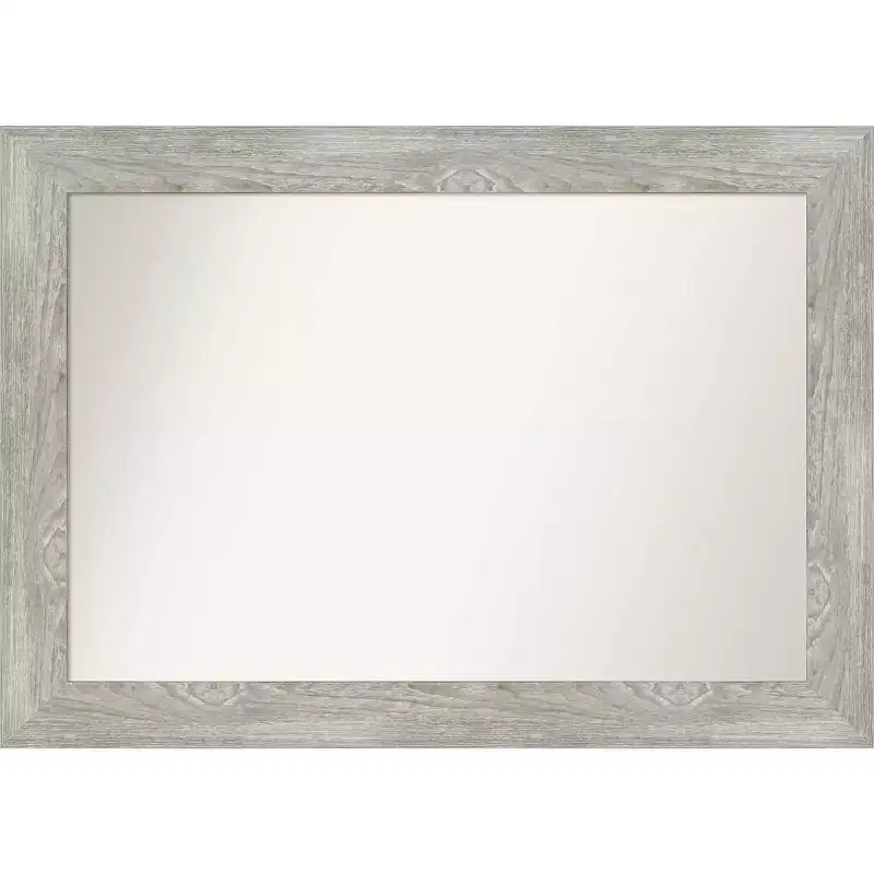 42" x 30" Non-Beveled Dove Gray Wash Wall Mirror - Amanti Art: Modern Rectangle, Polystyrene Frame