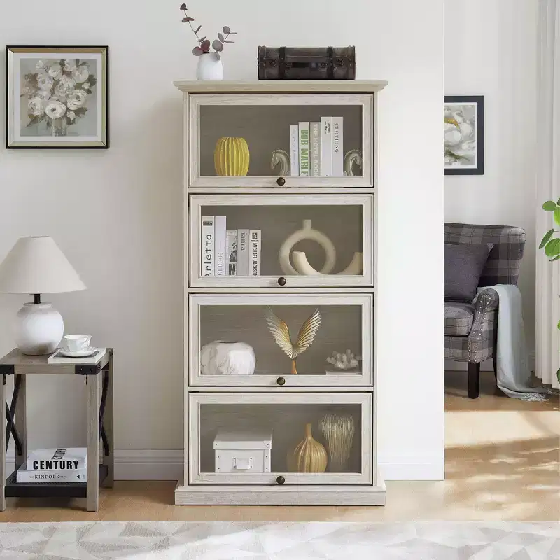 Modern Free-Standing Display Bookshelf, Multifunctional Storage Organizer for Living Room & Office