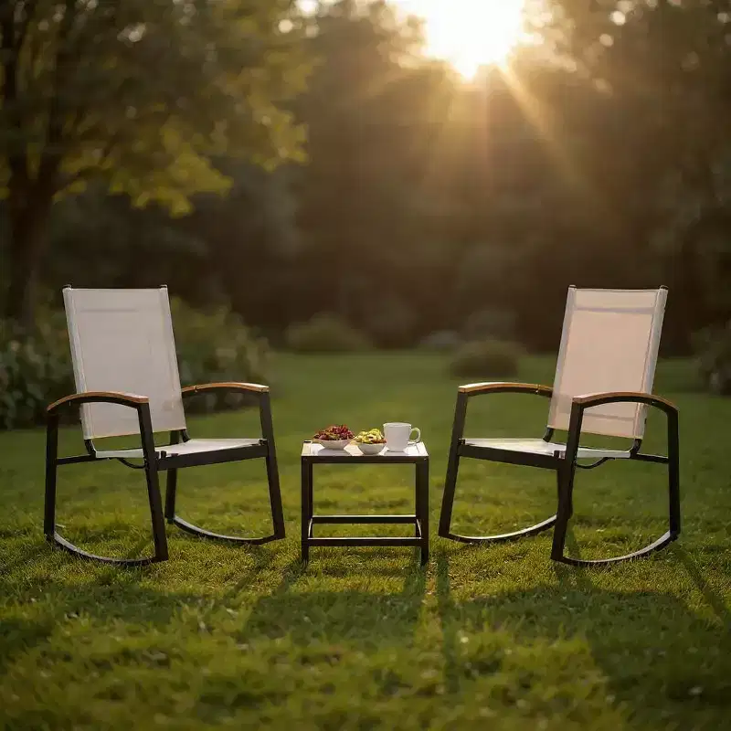 CuisinSmart 3 Pcs Conversation Sets Patio Furniture, Small Patio Furniture Set with Glass Side Table + 2 Chairs, for Backyard Garden Balcony