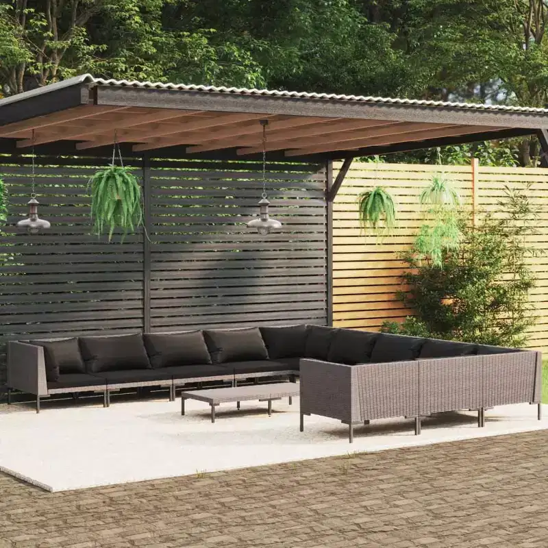 vidaXL Garden Lounge Set Dark Grey Powder-coated steel Large