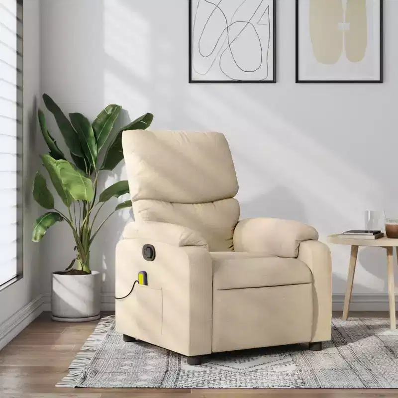 vidaXL Massage Recliner Chair Polyester, Metal, Plywood Single