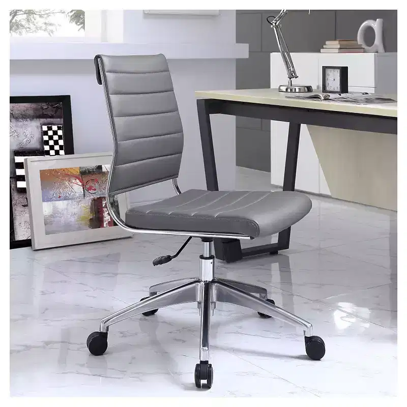 Midback Armless Office Chair Aluminum Frame Adjustable Height