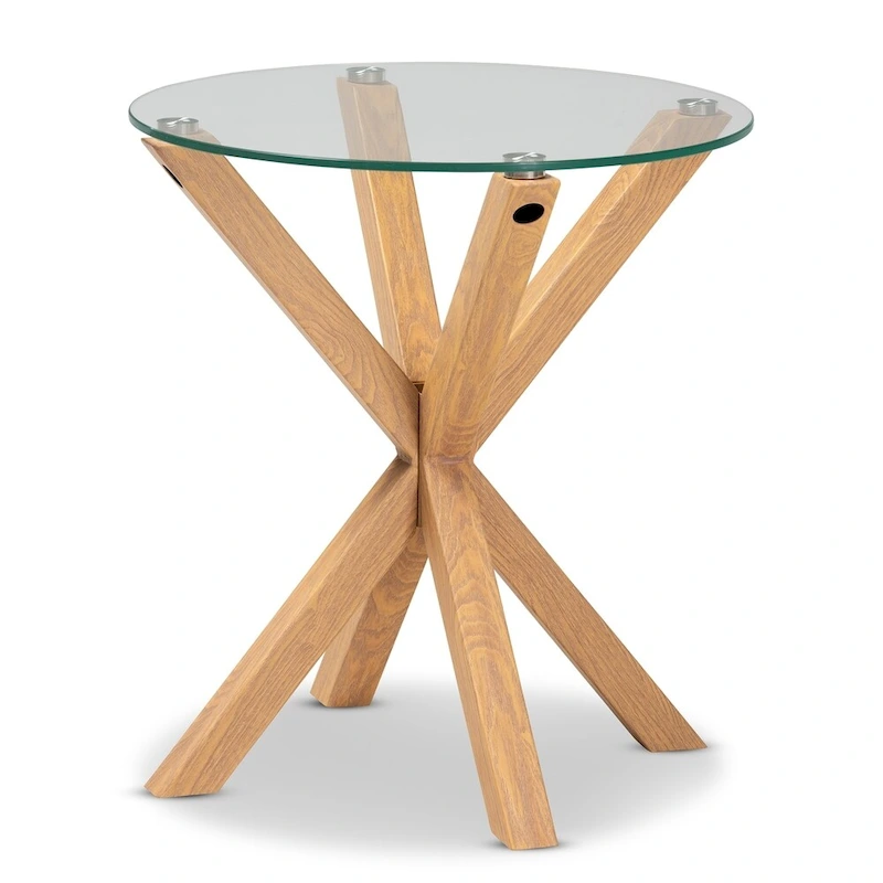 Carson Carrington Bakaroby Glass and Wood Finished End Table