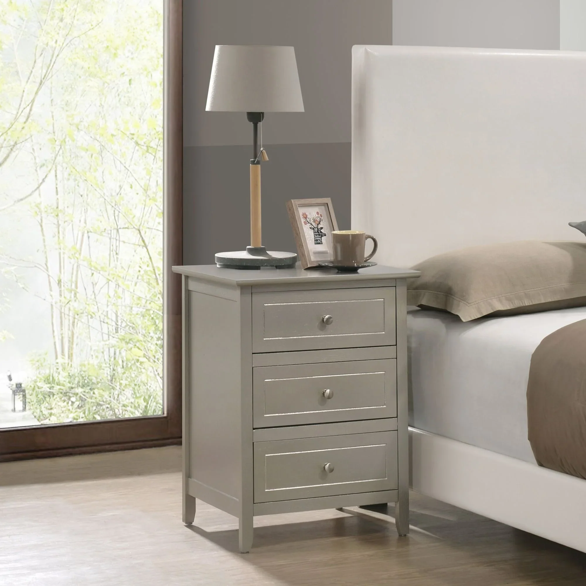 Daniel 3-drawer Transitional Wooden Nightstand