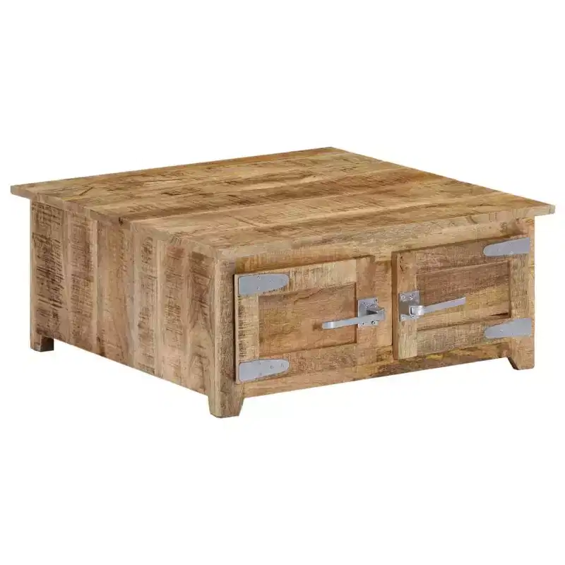 Solid Mango Wood Coffee Table with Storage