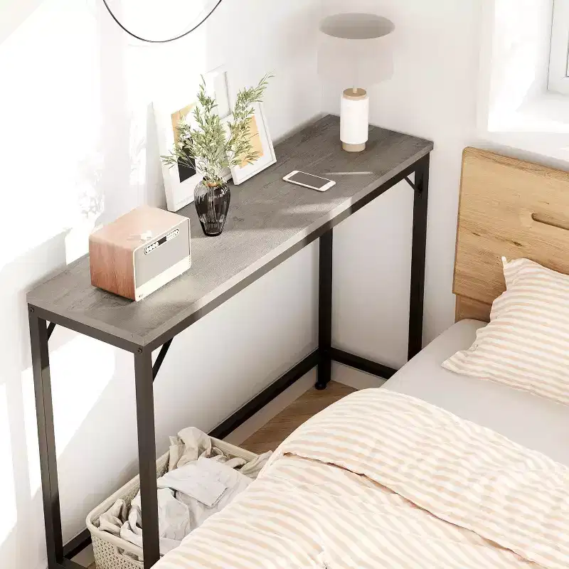 Modern Sofa Table,39.4 in Industrial Style Console Table for Behind Couch,Entryway or Hallway, Sturdy Metal Frame with Wooden Top,Space-Saving Design