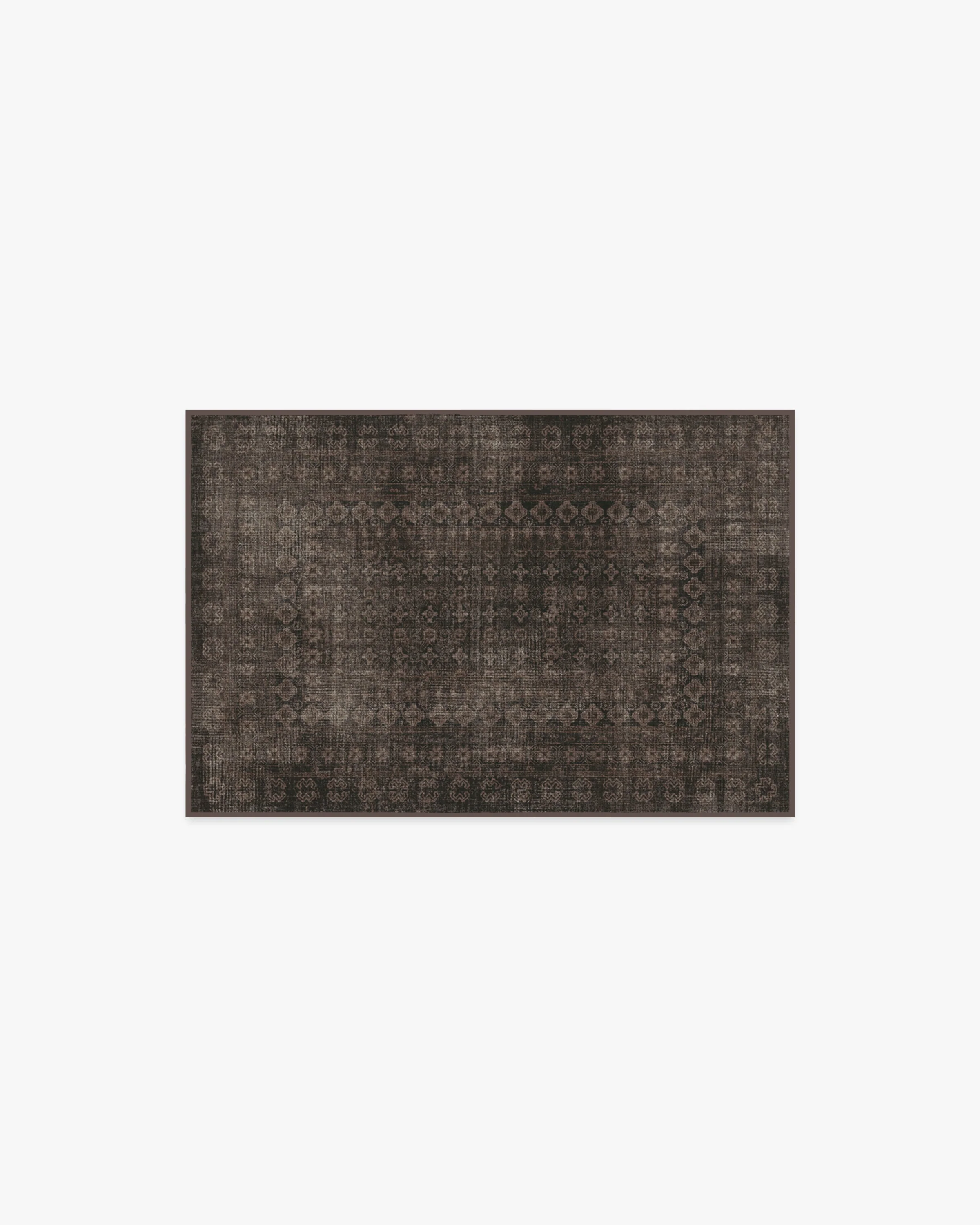 European Vintage Flatwoven Rug with Washable Black Cafe-Inspired Distressed Tile Design for Living Room & Dining Room