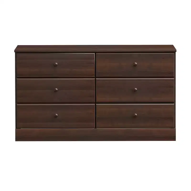 26.85 Prepac Astrid 6 Drawer Double Dresser for Bedroom Wide Chest of Drawers Bedroom Furniture Espresso