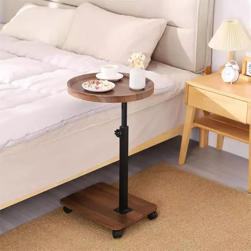 C Shaped End Table, Adjustable Height Couch Side Table, Horizontal 360Swivel Small Couch Side Tables That Slide Under, C Shaped End Table