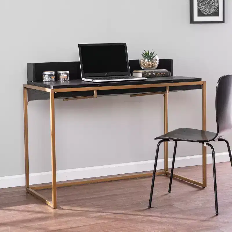Flip-Top Desk with Storage - Black