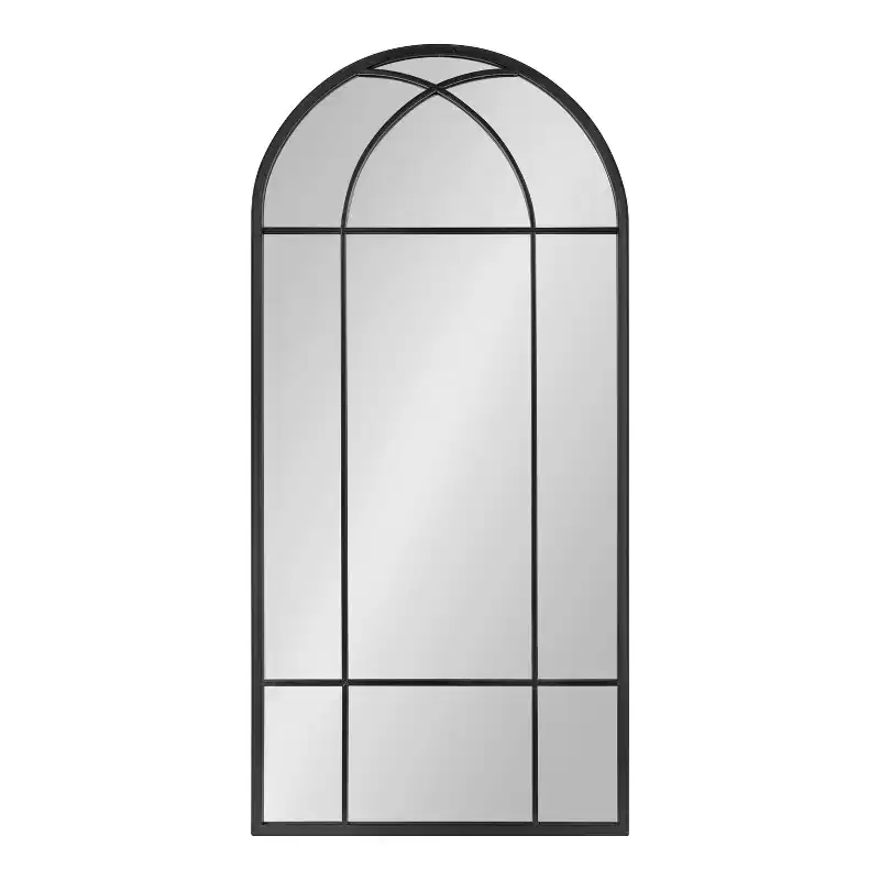Kate and Laurel Dolbrook Arch Metal Windowpane Mirror, 19x40, Black