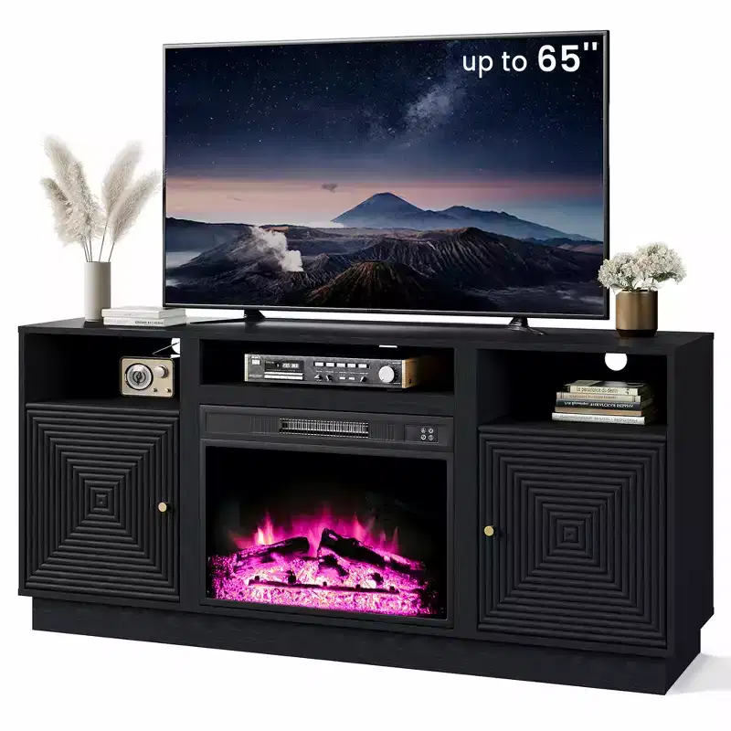 Heynemo 59'' Fireplace TV Stand for TVs Up to 65'' with Storage and Adjustable Shelves