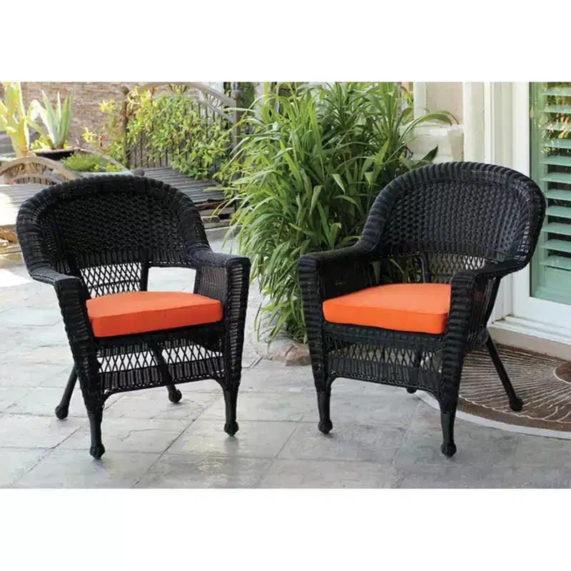 HomeStock Wicker Chair with Cushion - Set of 2