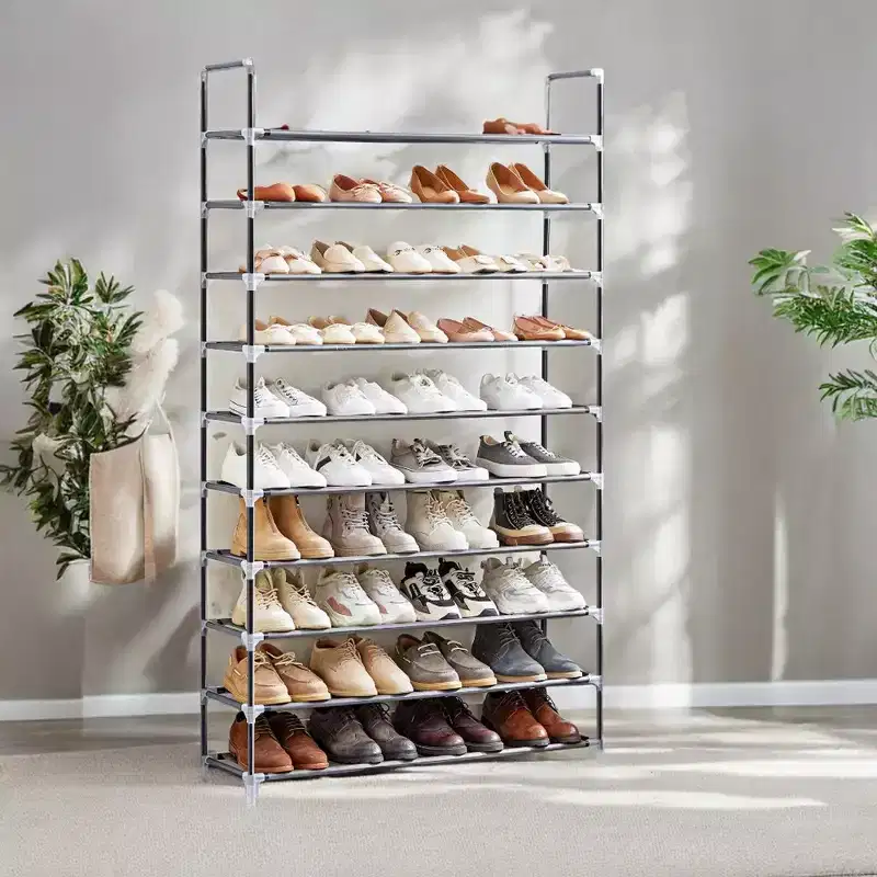 Shoe Rack with Shelves for Closet Entryway Shoe Organizer,Easy to Assemble Metal Shoe Storage Shelf,Black