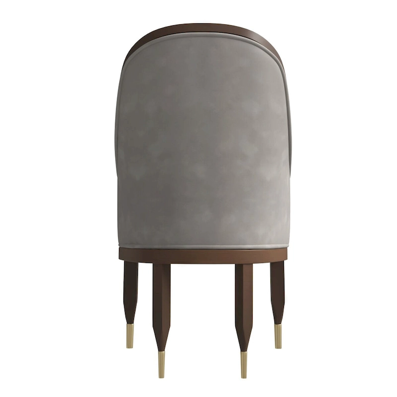 Leather Dining Chair with Arms with Rubberwood Frame Belle Series by LeisureMod