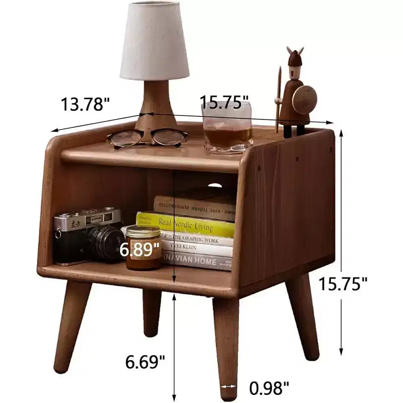 Bedside Tables, Side Tables Living Room with Large Open Storage Compartment, 4 Legs Bedside Cupboard