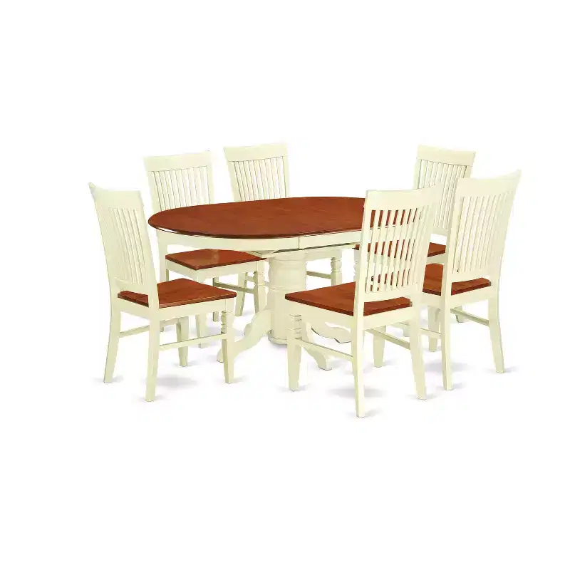 7 Piece Dining Set - Oval Table with Leaf & 6 Chairs - Kitchen Dinette Set