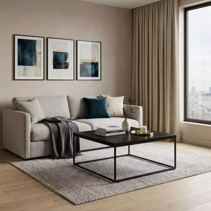 HomeRoots 35 Black Wood And Metal Square Frame Coffee Table