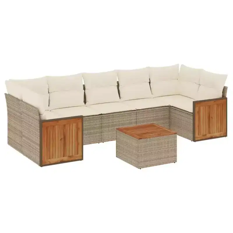 vidaXL 8 Piece Patio Sofa Set with Cushions, Poly Rattan Modular Outdoor Sectional, Multiple Colors