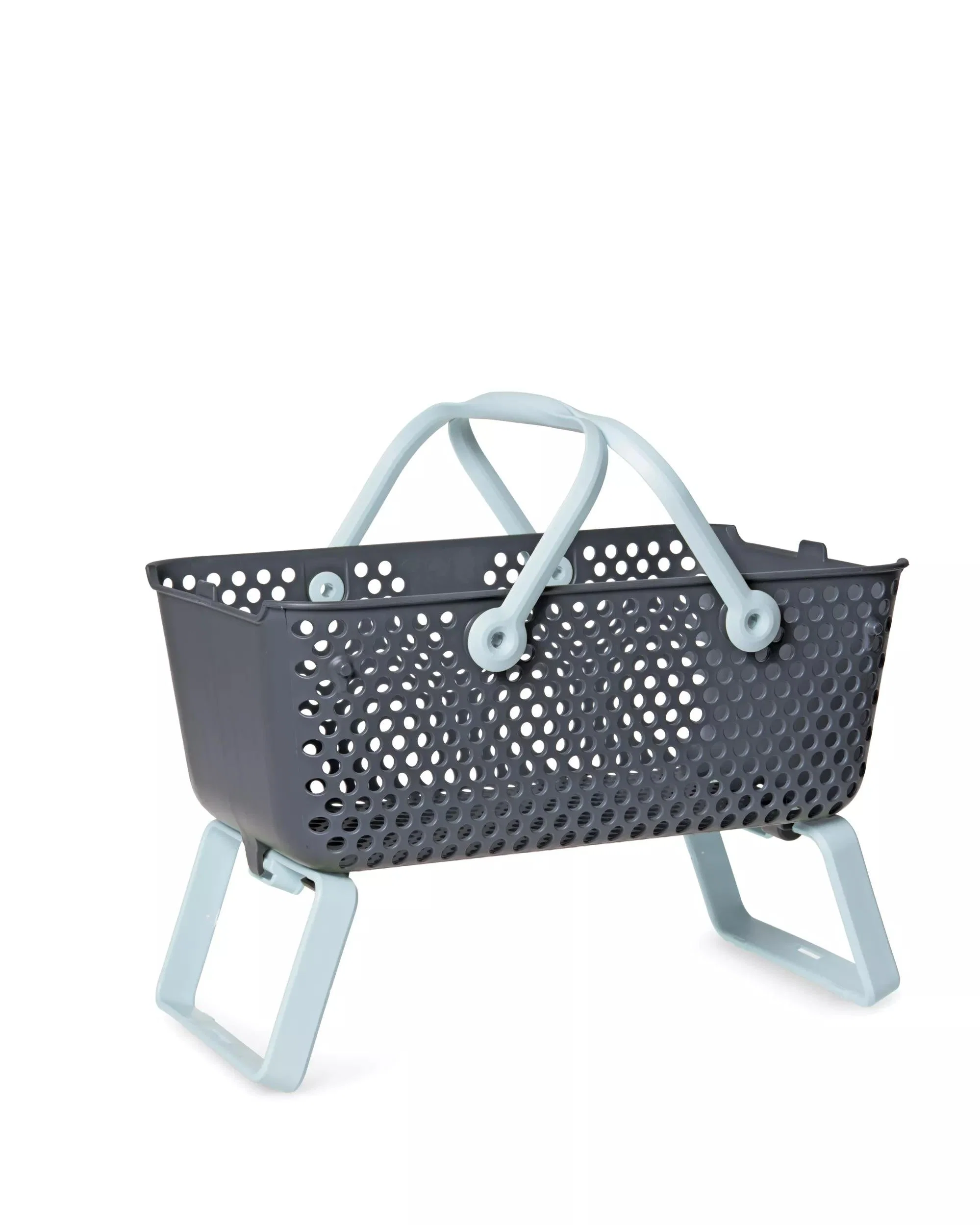 Garden Harvest Basket with Fold-Out Legs, Perforated Design, Multiple Colors