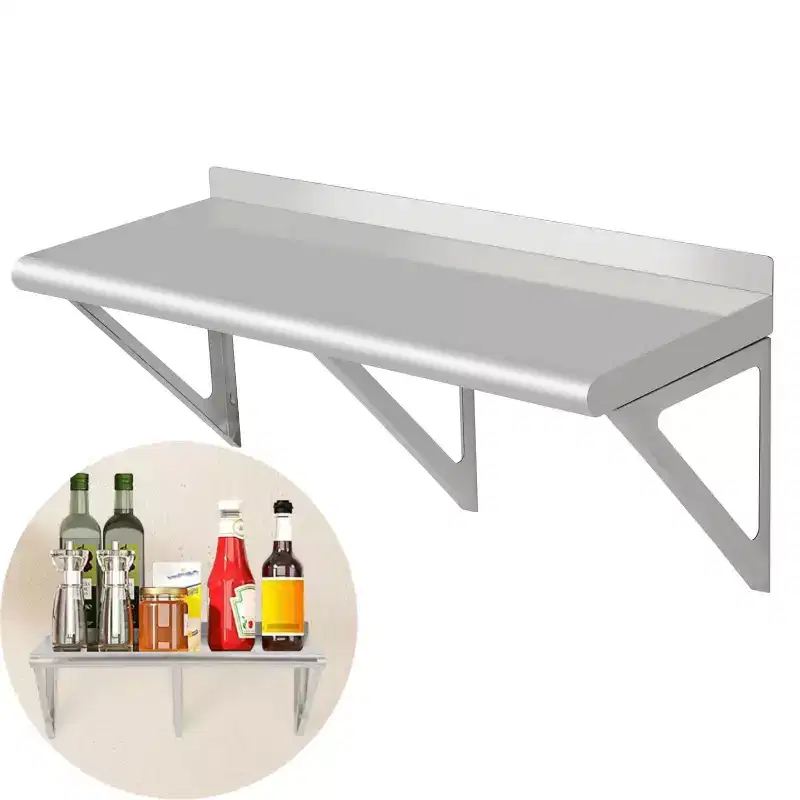 GustoWave Stainless Steel Shelf, Heavy Duty Wall Shelf with Backsplash & Brackets for Kitchens, Restaurants, Bars, Silver
