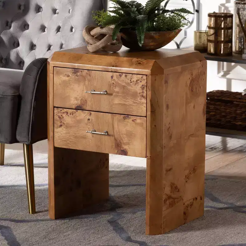 bali & pari Nebu Wood Nightstand Mappa Burl